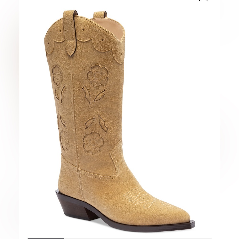 Coach Tall Aria Boots Suede Western Embroidered